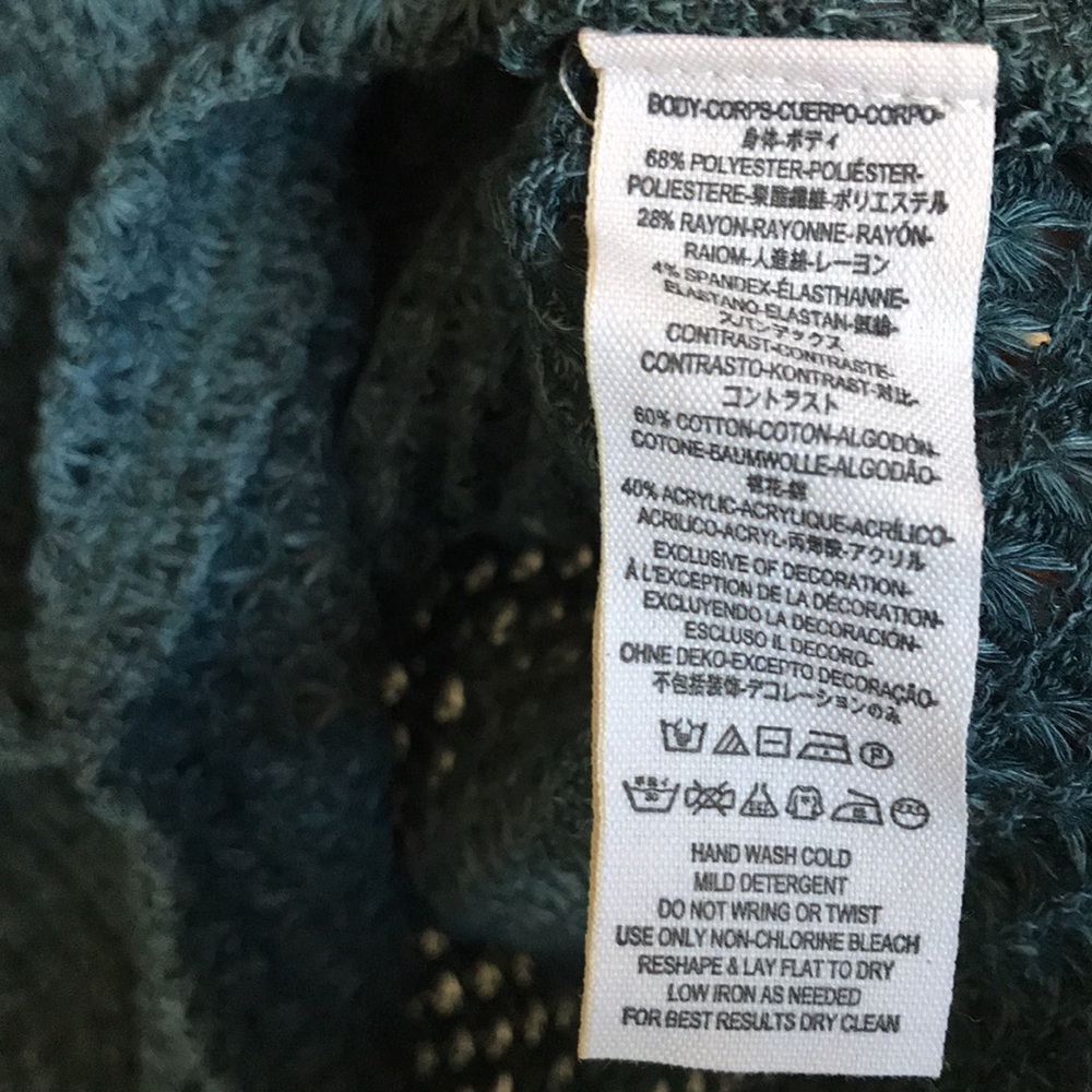 Free People snowflake colorblocked pointelled sweater inTeal Ocean Combo - Picture 7 of 10